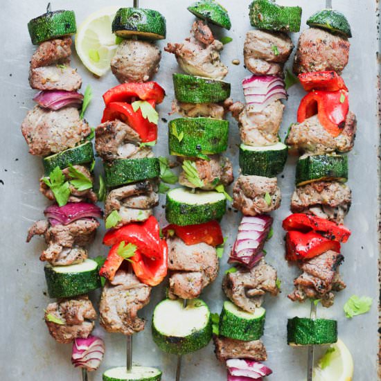 Grilled Greek Lamb Skewers