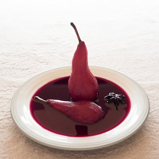 Pears Poached in Spiced Red Wine