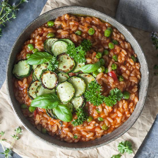 Grilled Zucchini Tomato Risotto