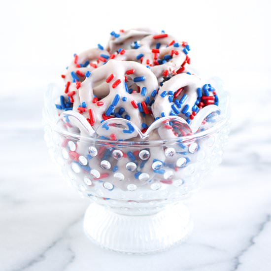 Patriotic White Chocolate Pretzels