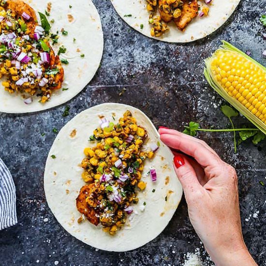 Mexican Street Corn Chicken Tacos