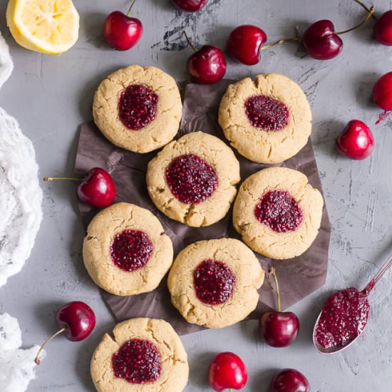 Lemon Almond Thumbprint Cookies