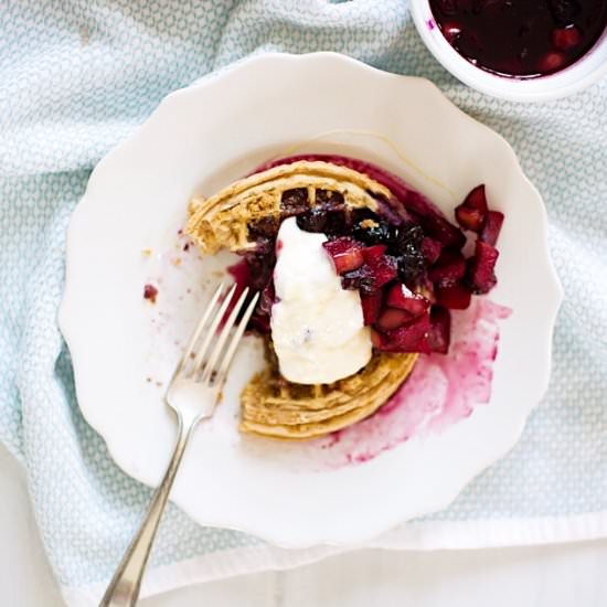 Candied Waffles with Compote