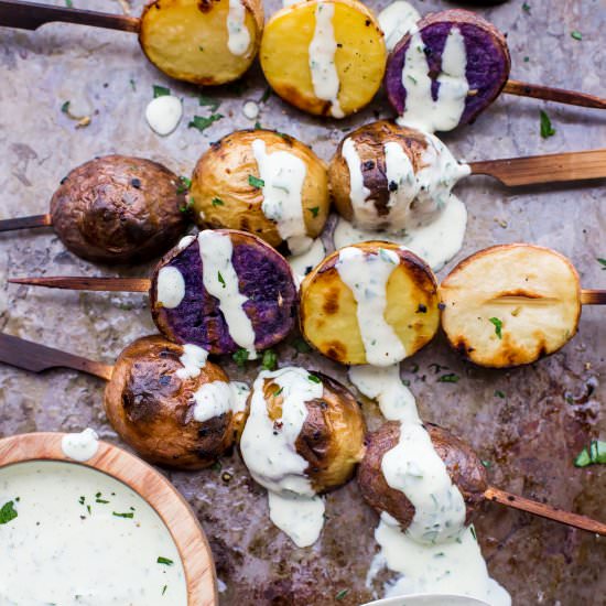 Red, White, Blue Potato Skewers