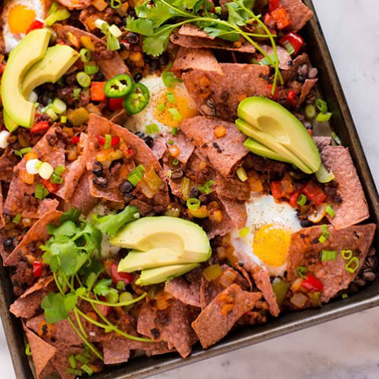 Healthy Sheet Pan Breakfast Nachos