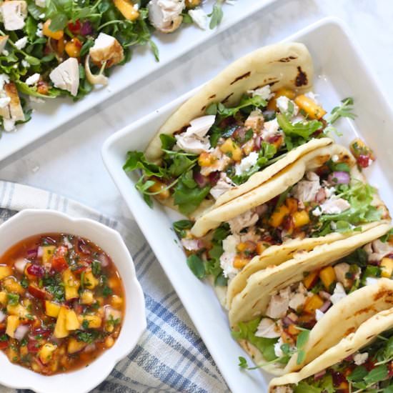 Chicken and Peach Naan Wraps
