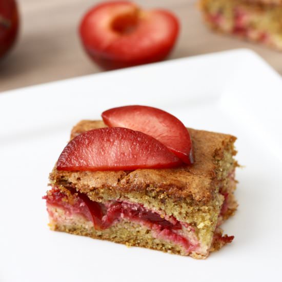 Plum & Cardamom Polenta Cake
