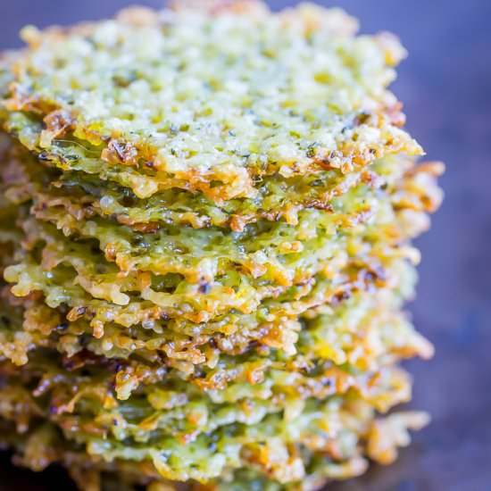 2 Ingredient Pesto Parmesan Chips