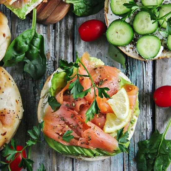 Smoked Salmon Bagel Sandwiches