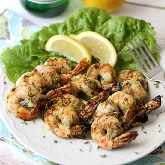 Grilled Pesto Shrimp Skewers