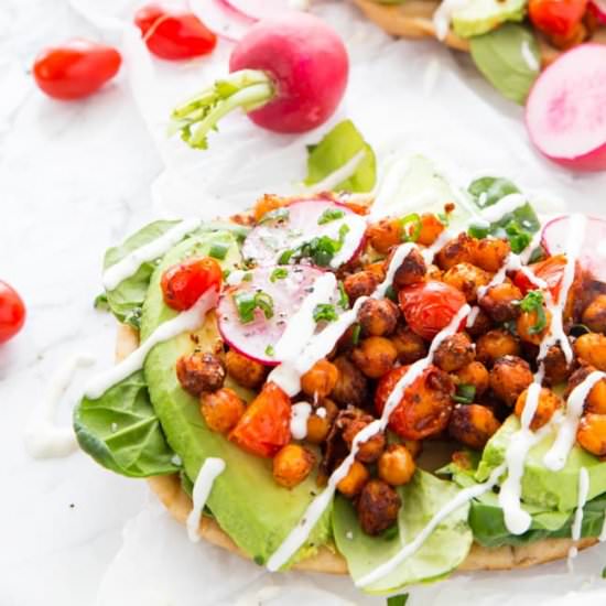 Smoky Chickpea Tomato Flatbread