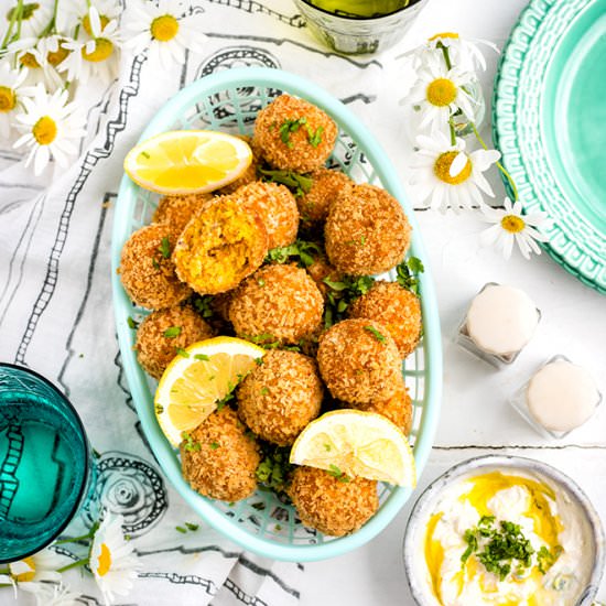 Carrot Falafel with Tahini Yogurt