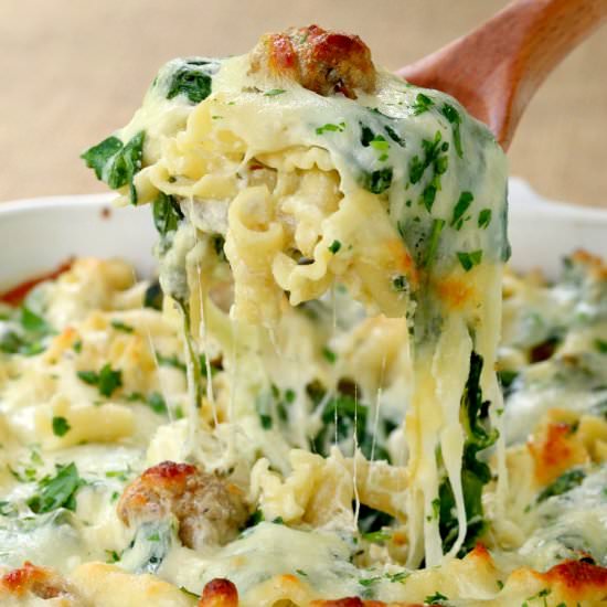 Italian Wedding Meatball Pasta Bake