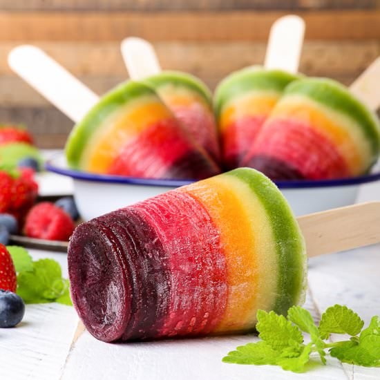 Healthy Rainbow Popsicles