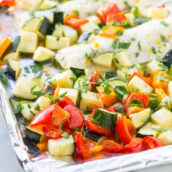 Lemon Cod Sheet Pan Meal