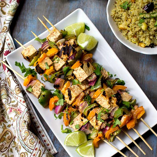 Grilled Tofu Tikka Kebabs