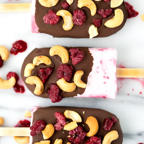 Salted Cashew Raspberry Cream Pops