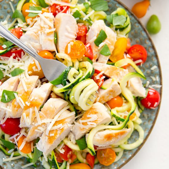 Bruschetta Chicken Zucchini Noodles