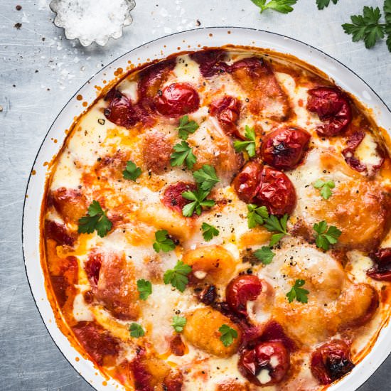 Baked Gnocchi w Tomatoes & Chorizo