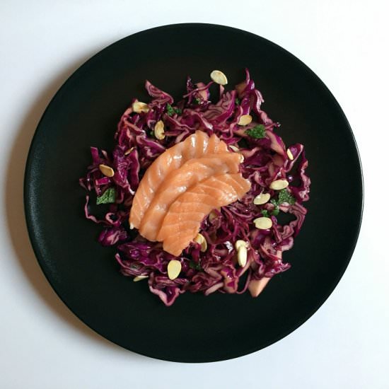 Red Cabbage Salad & Salmon Sashimi