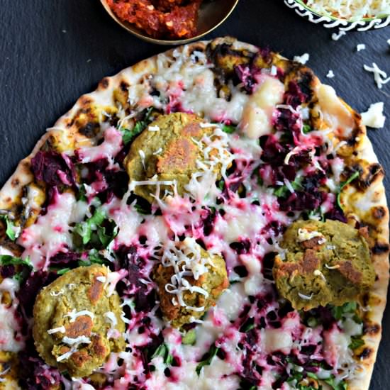 Healthy Steamed Falafel Naan Pizza