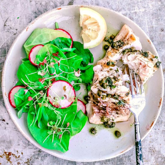 Swordfish With Dill + Caper Butter
