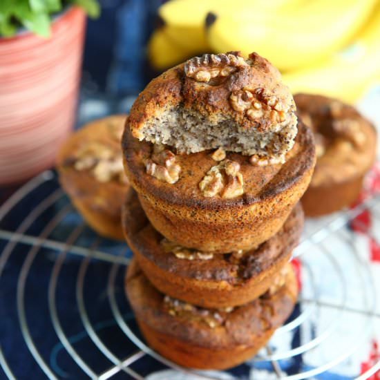 Sugar Free Banana Poppy Muffins