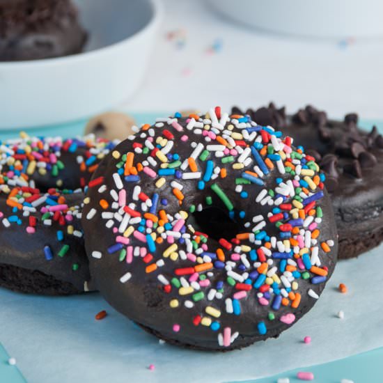 Double Dark Chocolate Cake Donuts
