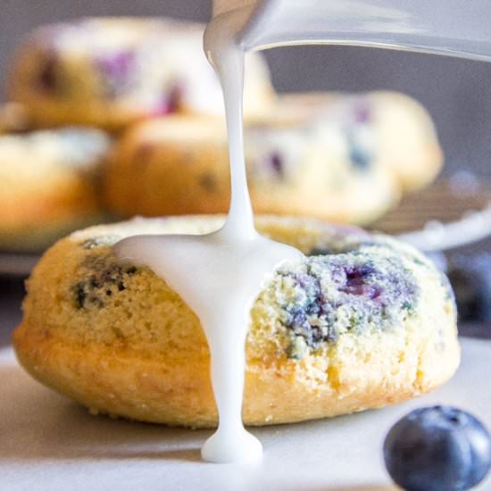Lemon Glazed Blueberry Baked Donuts