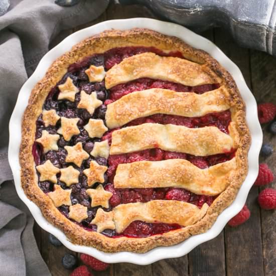 Patriotic Stars & Stripes Berry Pie