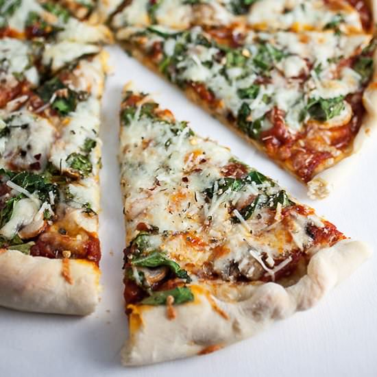 Homemade Mushroom and Arugula Pizza
