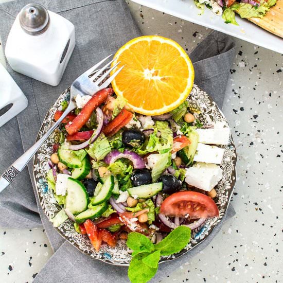 Greek Style Chickpea Feta Salad
