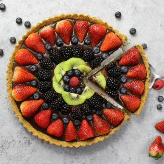 No Bake Fruit Pizza Chocolate Tart