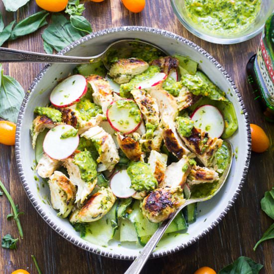 Cucumber Radish and Chicken Salad