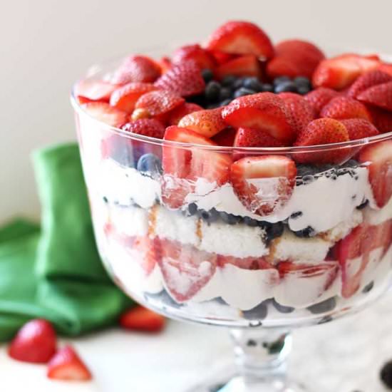 Red, White and Blueberry Trifle