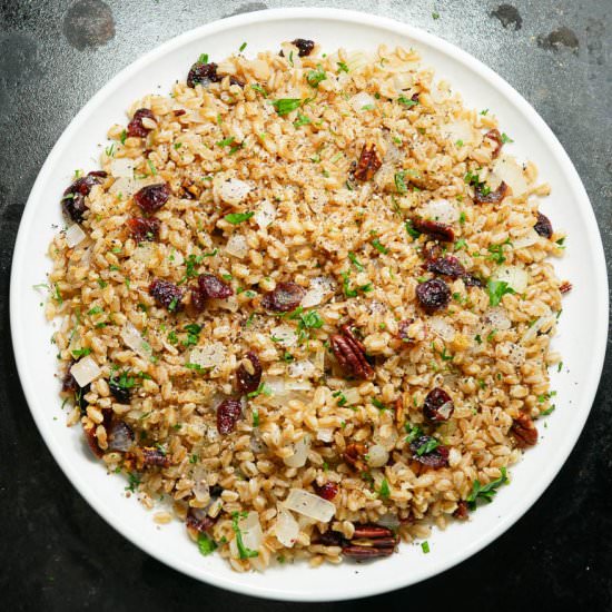 Warm Farro with Buttered Onion