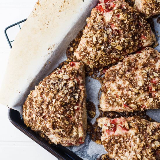 Strawberry Scones with Oat Crumble