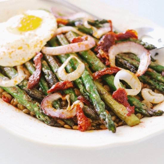 Easy Lentil Salad with Asparagus