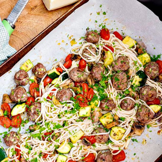 GF Sheet Pan Spaghetti and Meatball