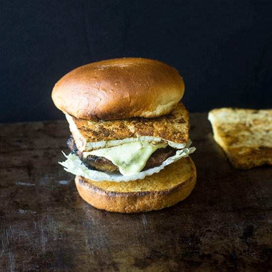 Indian Paneer Curry Burger