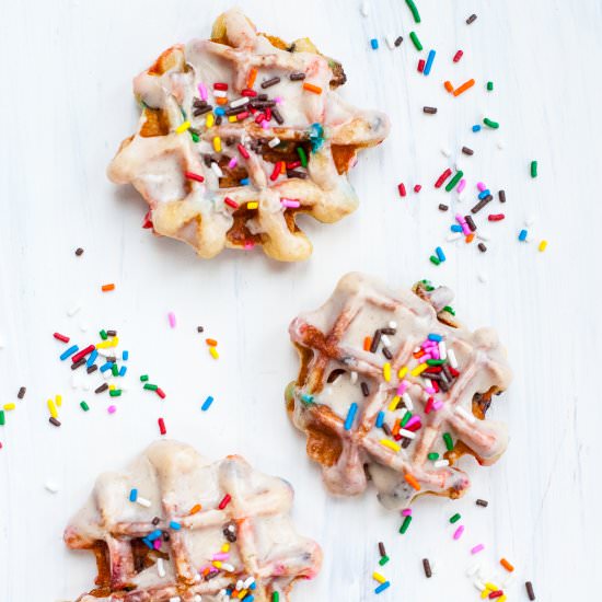 Birthday Cake Waffle Donuts