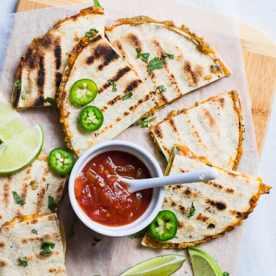 Grilled Mexican Lentil Quesadillas