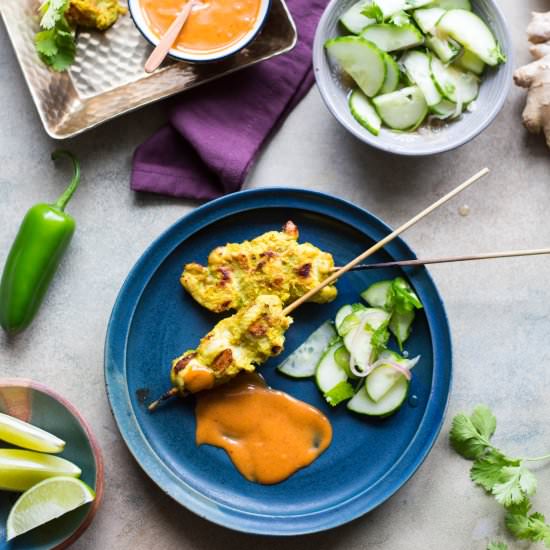 Turkey Satay w Spicy Peanut Sauce