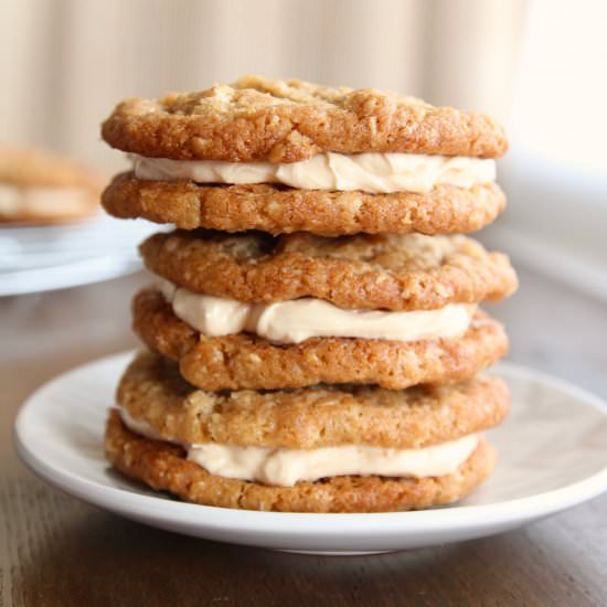 Chewy coconut cookie sandwiches
