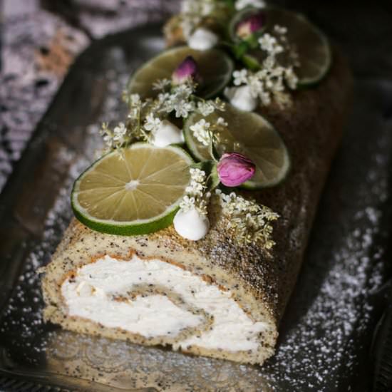 Lime Poppy Seed Elderflower Cake