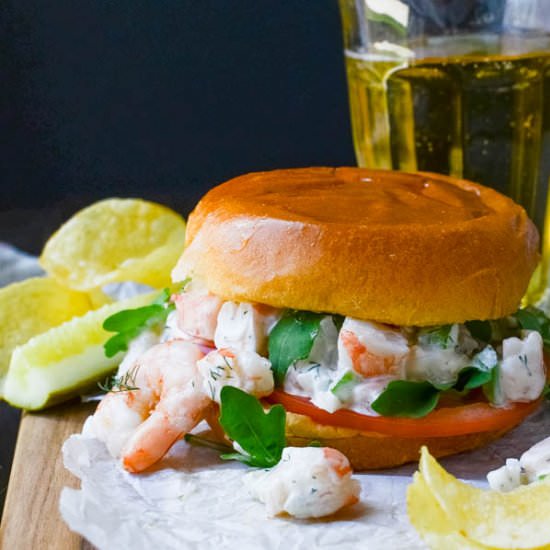Easy Poached Shrimp Salad Sandwich