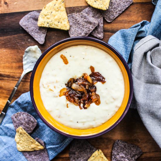 Smoky Queso Dip with Maple Onions