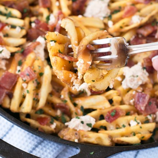 Waffle Fry Spicy Bacon Poutine