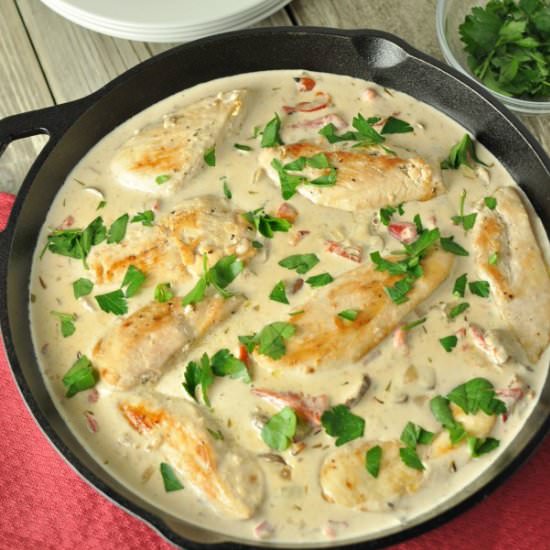 Chicken & Mushrooms with Alfredo