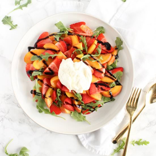 Strawberry Peach Burrata Salad